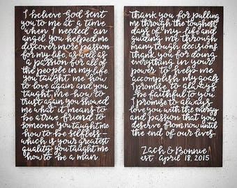 Custom Wood Sign - Personalized Handlettered 22x36 Wedding Vow Sign - Wedding Song Lyrics Plank - Customizable Wooden Anniversary Sign Decor