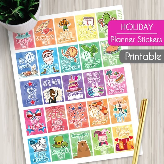 holiday events printable planner stickers christmas