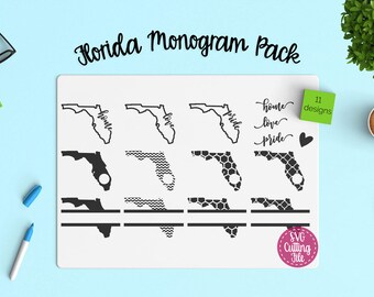 11 Florida SVG - Florida State SVG - Florida Monogram Frames - Florida Pride - Florida Love - Florida Home