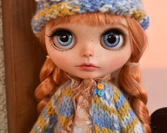 blythe, blythe dress ,fits bythe, clothes, cardigan,pullover, sweater,hat