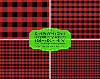 Red Buffalo Plaid Vinyl/Printed Heat Transfer Vinyl/Patterned Vinyl/Printed 651 Vinyl/Printed 631 Vinyl/Printed Outdoor Vinyl/Printed HTV