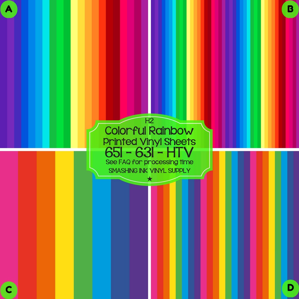Rainbow Print Vinyl/Printed Heat Transfer Vinyl/Patterned