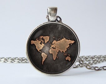 World map necklace Globe necklace Earth Map jewelry World map pendant Travel pendant Travel gift World globe jewellery Old map necklace