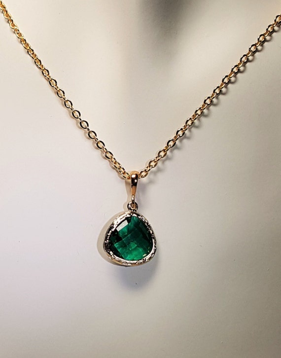 Emerald green necklace emerald and gold necklace green and