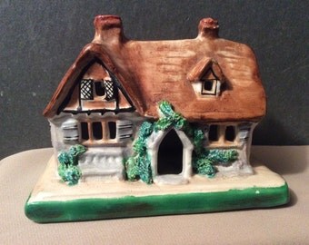 Vintage Staffordshire Pastille Burner Cottage - with logo and name on bottom