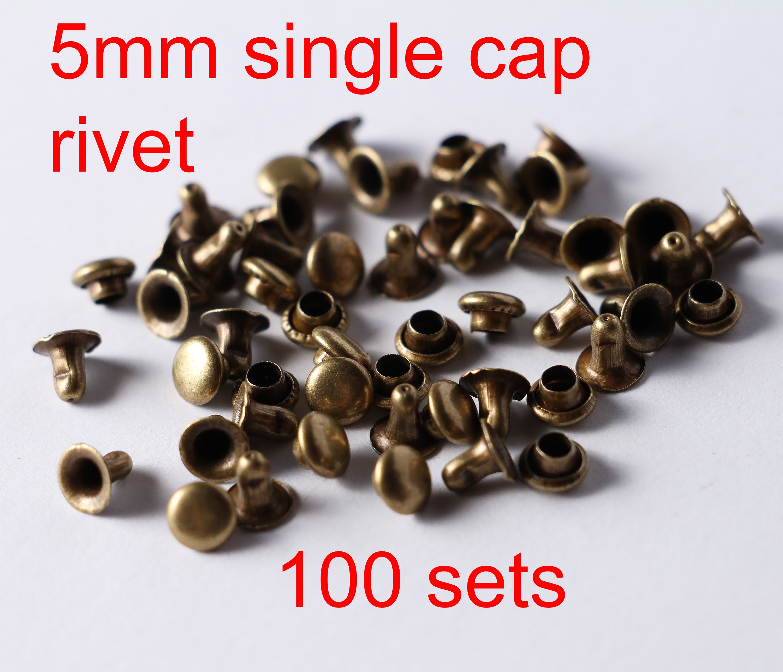 Rivet 5mm Brass Antique Rivet Single cap 100 sets 5mm Antique