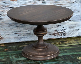 12" Brown Cake Stand Wood Cake Stand Wedding Cake Stand Sweets table decor Cake Pedestal Rustic