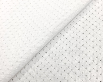 Cotton Sports Mesh Fabric (Wholesale Price Available By the Bolt) USA Made Premium Quality - 7006C White - 1 Yard