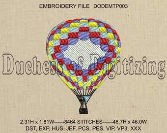 Hot Air Balloon Embroidery Design, Hot Air Balloon Embroidery File, DODEMTP003