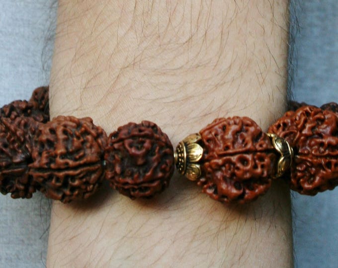 Vermeil Parts And Rudkraksha Bracelet For Men, Shiva lover, Shiva, Rudraksh Jewelry, Hindu Jewelry, Rudraksha, Rudraksha, Men's Gift, Yoga