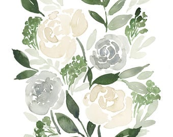 Neutral Flower Watercolor - INSTANT DOWNLOAD