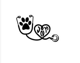 Items similar to Stethoscope with Paw Print Heart on Etsy