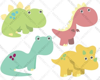 Baby Dinosaur SVG Collection. 4 Cute Dino SVG for Scrapbooking for use in Cricut and Silhouette Studio and Vinly Projects. Digital Download