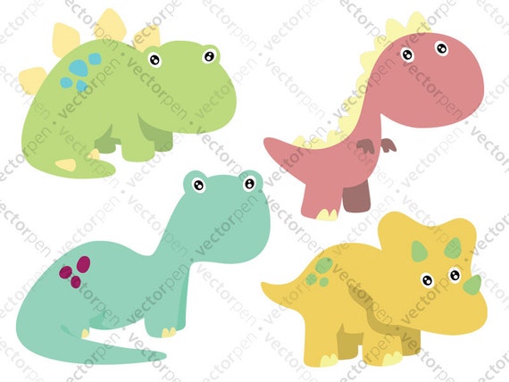 Baby Dinosaur SVG Collection. 4 Cute Dino SVG for Scrapbooking