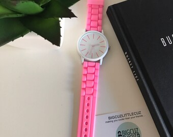 Rose Pink & White Large Face Watch