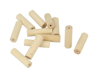 15 beads cylinder wooden 30 x 8.6 mm - wood beads - Pearl wood - Pearl cylinder - Perle Tube - 21005003