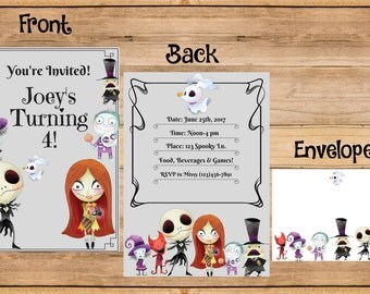 Nightmare Before Christmas Invitation-Personalized Invitation Invite Jack Skeleton Halloween Birthday Party Baby Shower