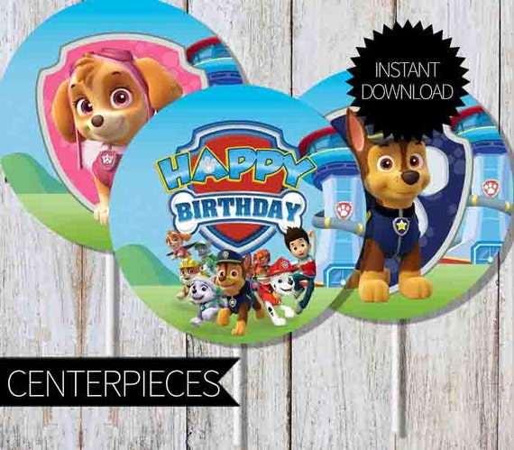 PAW Patrol Birthday Party PRINTABLE Circles Centerpieces