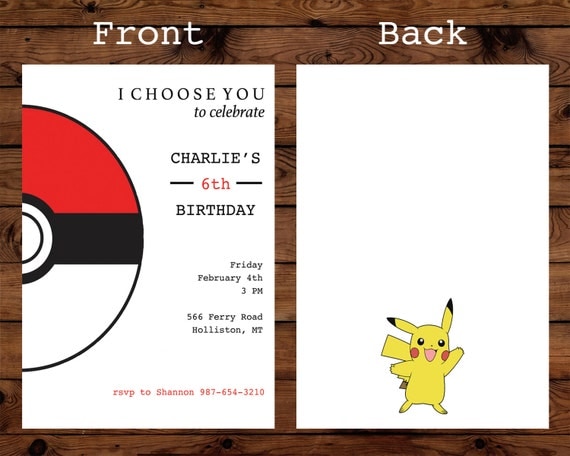 Pokemon Birthday Party Invitation. Poke Ball by ...