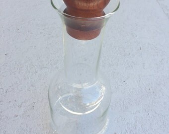 Pair of mid-century Danish glass decanters with teak stopper by Dansk