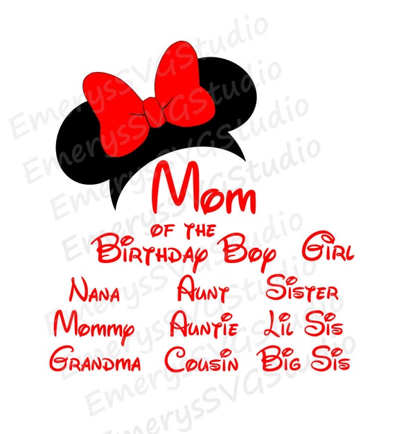 Download SVG DXF File for Minnie Mom of the Birthday Boy or Girl