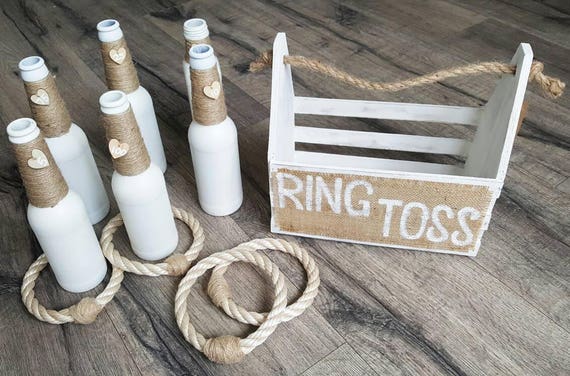 Ring Toss - White Bottles | Ring Toss Game | Wedding Game | Garden Game | Skittles Set | Vintage Game