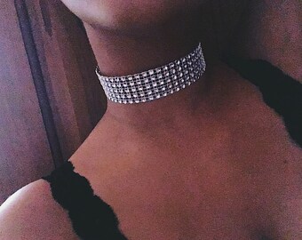Silver Crystal/ Rhinestone Choker - Gifts for her