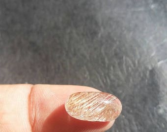 Golden Rutilated Lattice Quartz Cabochon