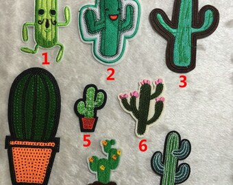 Artificial Mini Cactus Plants Patches,Embroidery Clothes Cactus Patch,Sew On,Iron On Patches,Appliques For Biker,Jacket