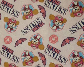 Paw Patrol Fabric- Paw Patrol Pup to the Skies on Pink Fabric From David Textiles