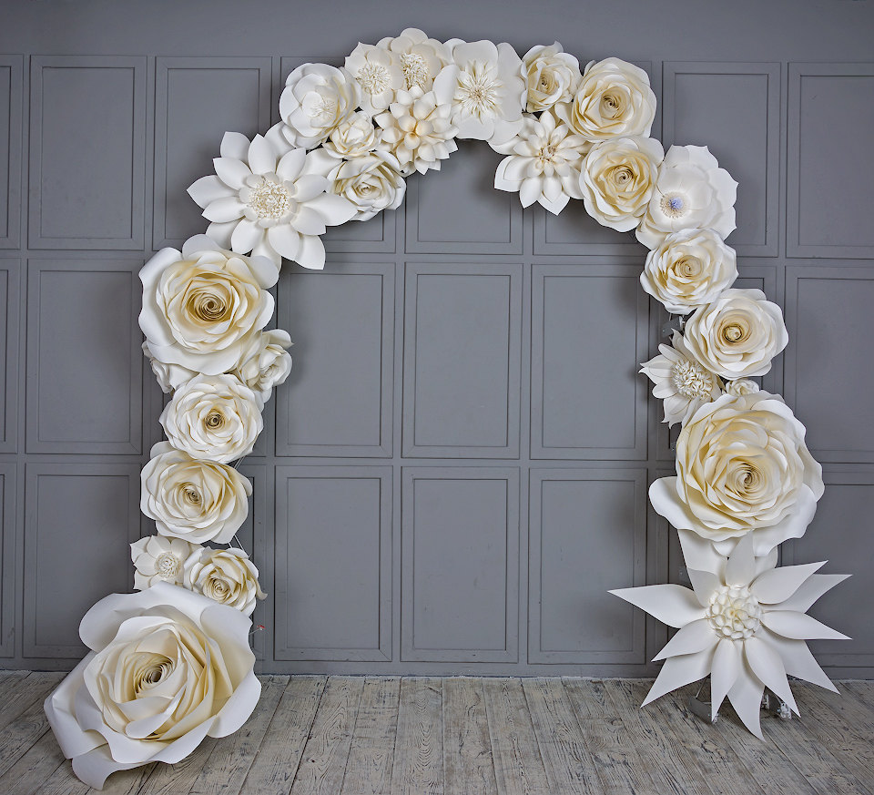 Wedding Arch Paper Flowers Wedding Venue Decoration White