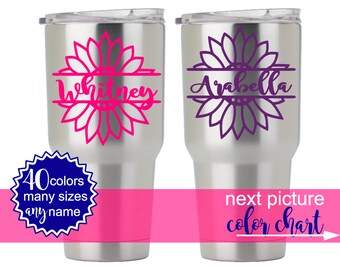 Flower Stickers for Yeti Cup, Floral Yeti Decal, Flower Decal for Yeti Cups, Yeti Decal Monogram Flower, Personalized Yeti DECAL ONLY 5FN3Y