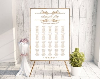 Wedding Seating Chart - Printable - Digital File - Sand & Gold - Colors Available