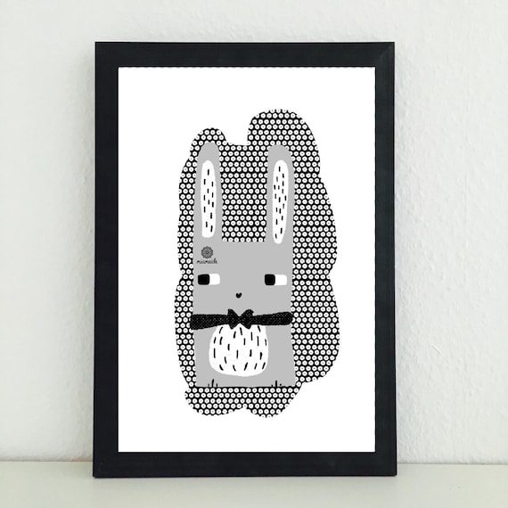 Hase schleife fell grau schwarz weiss bild von miameide auf etsy