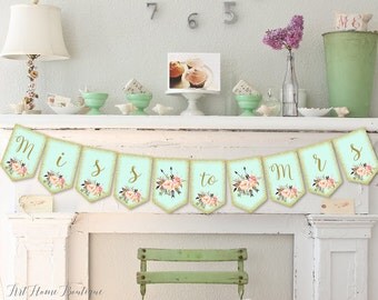 Miss To Mrs Banner, Bridal Shower Banner, Instant Download, Digital File