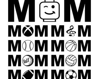 Lego Mom, Xbox Mom, Music Mom and 6 other Sports Mom – SVG Cut File (mtc, svg, pdf, eps, ai, dxf, png & jpg) ~ DIGIDOWN044