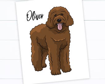 Doodle Illustration with Name - Customize color - Goldendoodle - Labradoodle - Sheepadoodle - Pet - Love - Dog - Fluffy - Aussiedoodle