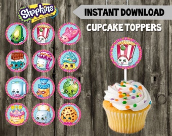 Shopkins Cupcake Toppers // DIY // 12 Shopkins Party Cupcake Toppers // Instant Download // Printable // Shopkins Birthday