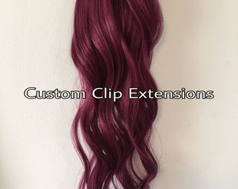 Burgundy  Clip in Hair Extensions, Human Hair Extensions,  BurgundyHair, Clip in Extensions, Hair Extensions, Custom Made