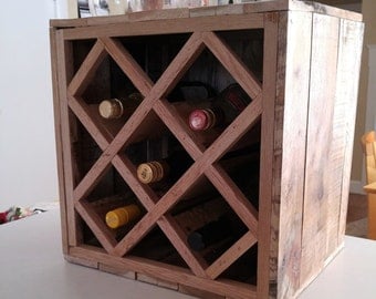 Reclaimed Pallet Wood Wine Rack, Tabletop wine rack, Wine cube, Wine Rack, wine bottle storage, rustic wine rack, wine box, wine lover gift