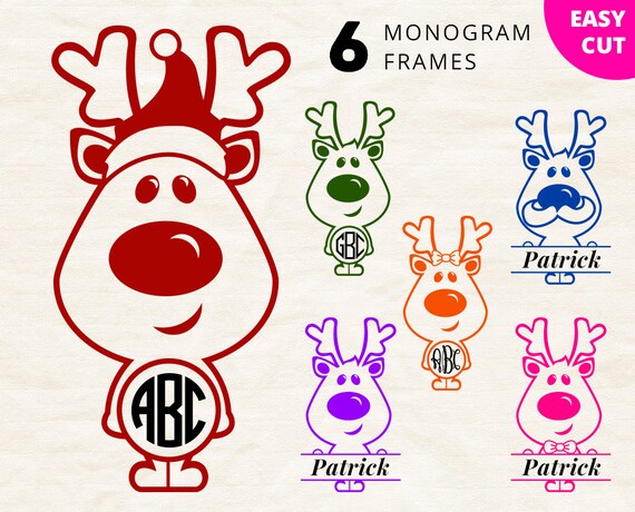 Download Christmas Reindeer svg monogram frames for initial letters ...