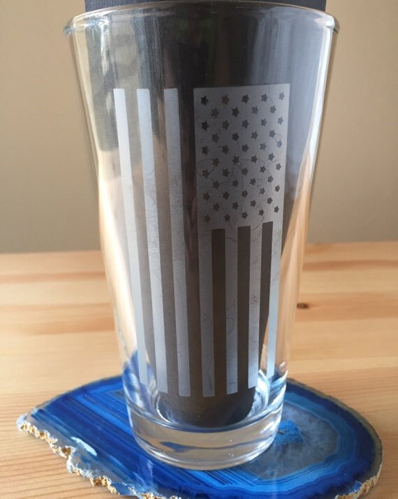 American Flag GlassUSA GlassAmercian FlagEtched