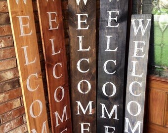 WELCOME SIGN, Home decor, RUSTIC Wood welcome sign, front door welcome sign, rustic welcome sign, gifts for her, home decorating, vertical