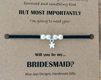 Will You Be My Bridesmaid, Friendship Bracelet, Proposal Bracelets, Ask Bridesmaid, Gift For Bridesmaids, Bridesmaid Idea, Vegan Jewellery