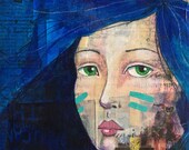 Original Mixed Media Painting, Mixed Media Art, Girl Art, Warrior, Home Decor, Wall Art, Gift for Women, Feminist Art