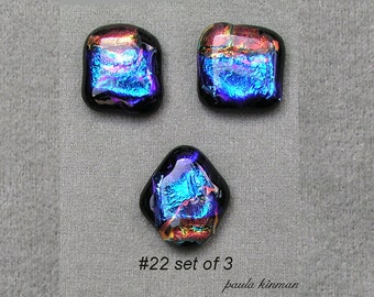 Set of three Dichroic Glass Cabochons #22