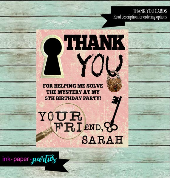 free printable welcome card templates You Party Room Thank Personalized Cards Note Escape Birthday