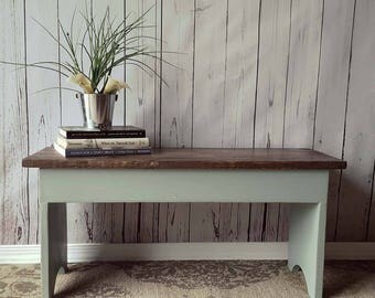 32" Entryway Bench- Shoe Storage, Rustic, Small, Turquoise, Distressed, Wood, Country, Farmhouse Decor, Mudroom, Bedroom, Cottage, Furniture