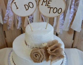 Rustic Cake Topper Wedding Burlap Wood Rustic Cake Topper Wedding Burlap Wood