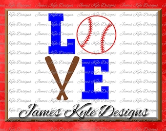 Love Baseball Svg, Baseball Svg, Love Softball Svg, Baseball Heart, Svg Files, Cricut Cut Files, Silhouette Svg
